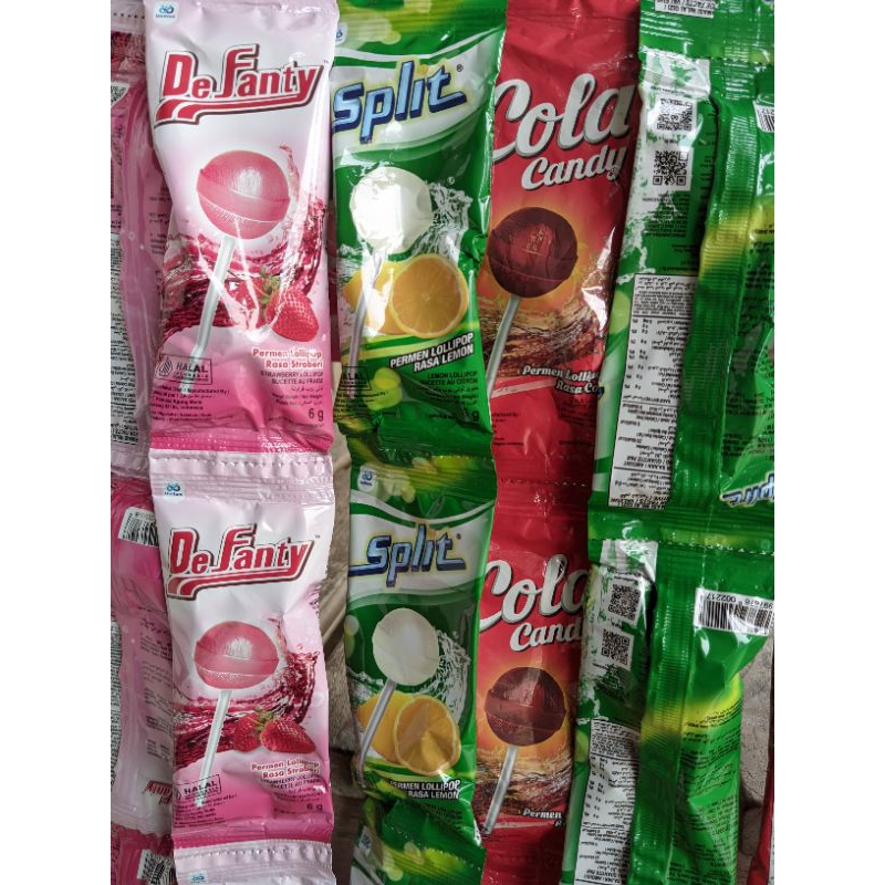 Jual Permen Lolipop Cola, Split, De Fanty Renceng isi 10pcs x @9gr ...