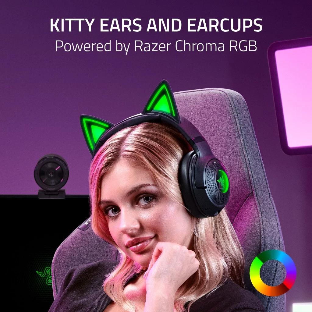 Razer Kraken Kitty V2 - Black - Wireless Bluetooth RGB Gaming Headset
