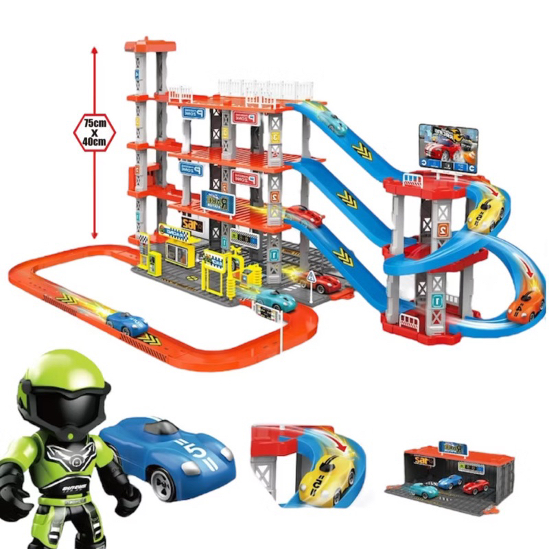 Jual Mainan Anak Super Racing Tower Track Jalur Race Parking Lot Jumbo ...