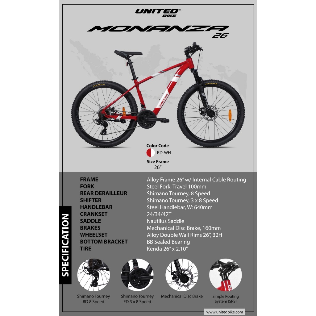 Jual Sepeda Gunung MTB 26 Monanza Frame Alloy by United Bike