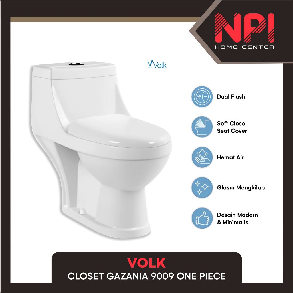 Volk - Closet / Kloset / Toilet Duduk Gazania 9009 One Piece White Complete Set