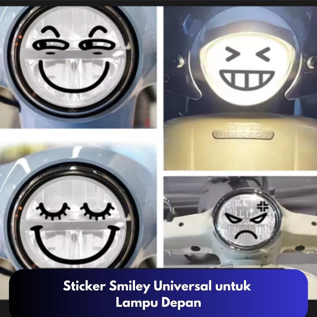 Sticker Smiley Universal untuk Lampu Depan – Cocok untuk Filano, Fazzio, Vespa Primavera, dan Lainnya