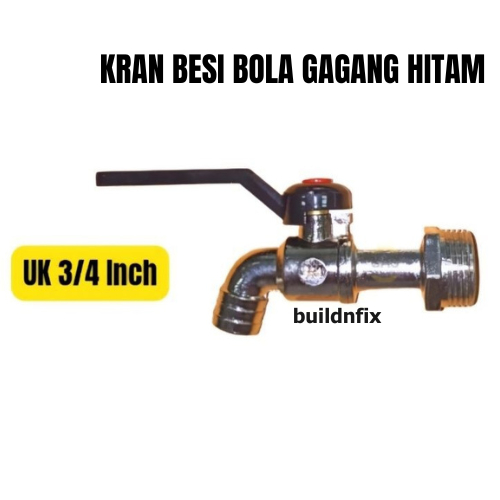 Jual KERAN TEMBOK / KRAN AIR BESI GAGANG HITAM / KRAN AIR BOLA 2 ARAH 3 ...