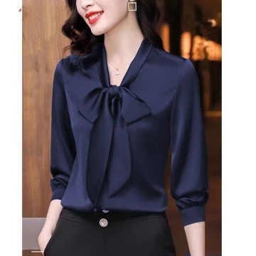 Blouse Korea Wanita Yoona Lengan Panjang Atasan Wanita Kerja Kantor Premium M L Xl Xxl Xxxl