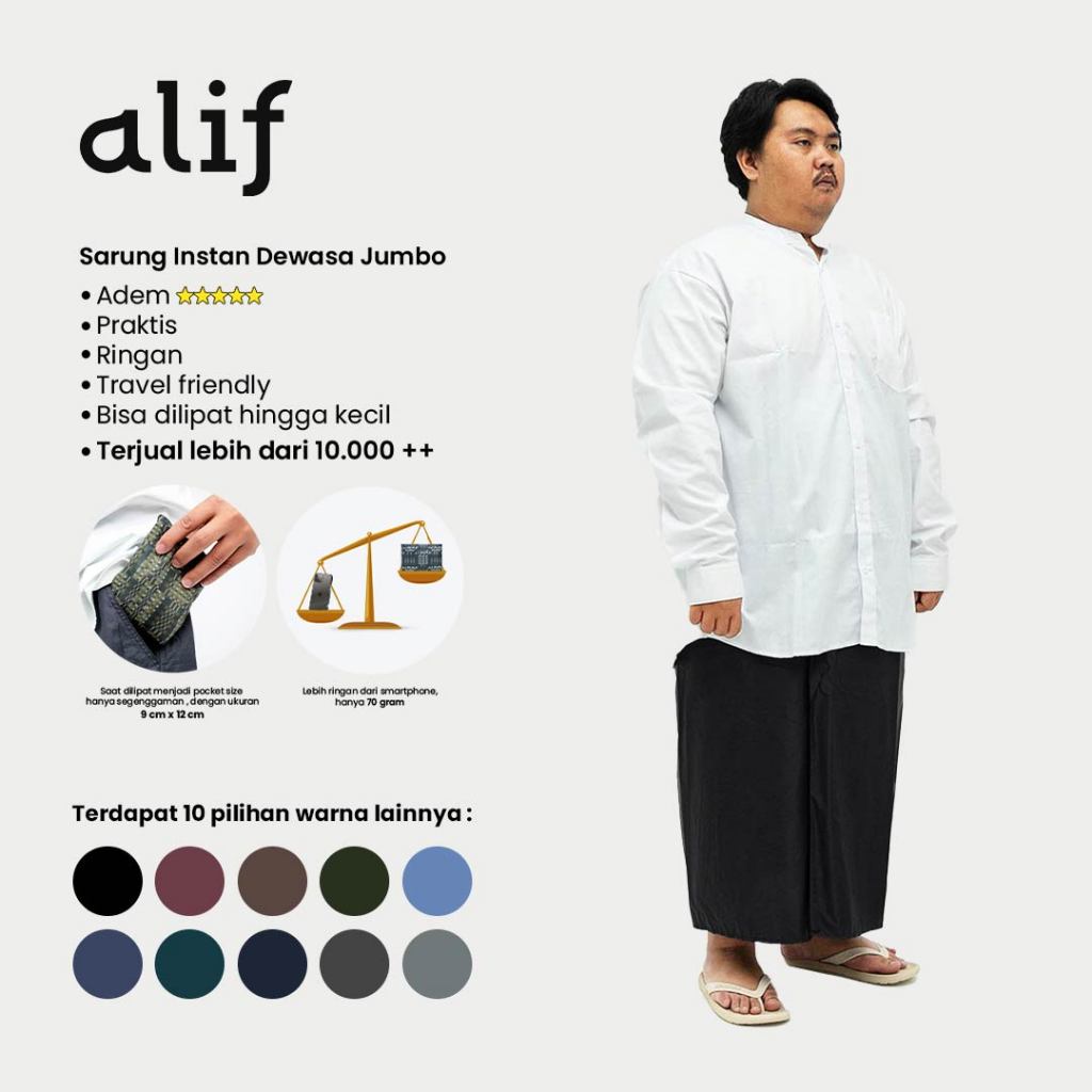 Alif Modern Wear - Ammar Big Size Collection Sarung instan Dewasa Parasut Premium Korea Jumbo Travel