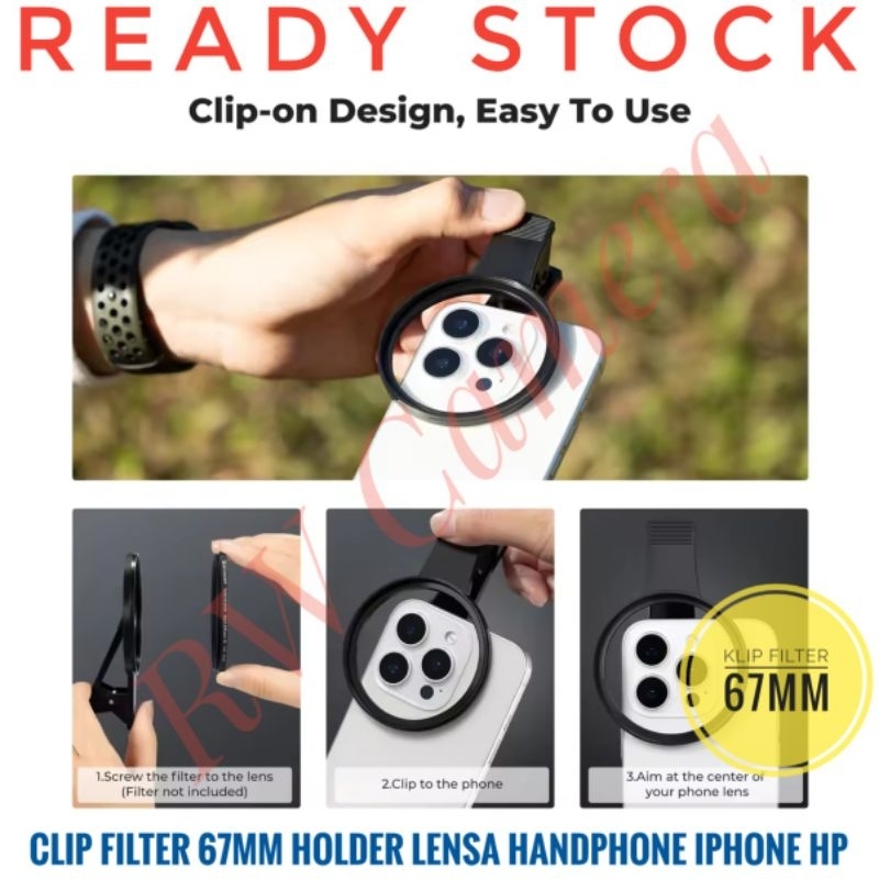 Jual Clip Filter HP 67mm 52mm Smartphone iPhone Holder Penjepit Klip ...