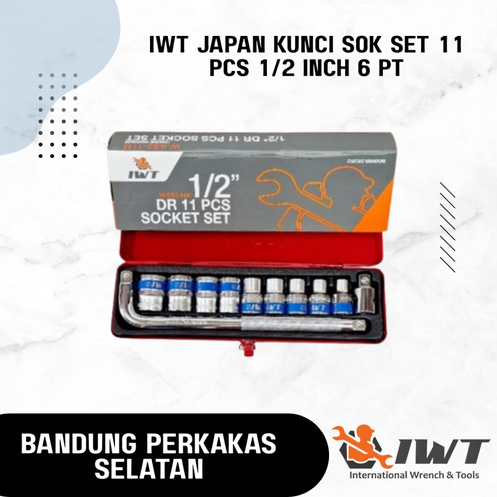 Jual IWT JAPAN Kunci Sok Set 11 Pcs 1/2 Inch - Socket Set Soket - 6 PT ...