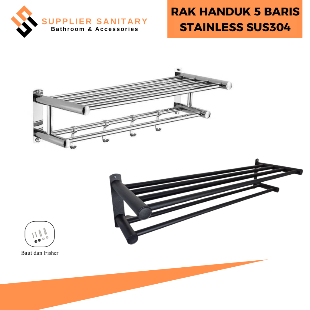 Jual RAK HANDUK 2 SUSUN STENLIES/RAK KAMAR MANDI/GANTUNGAN HANDUK ...