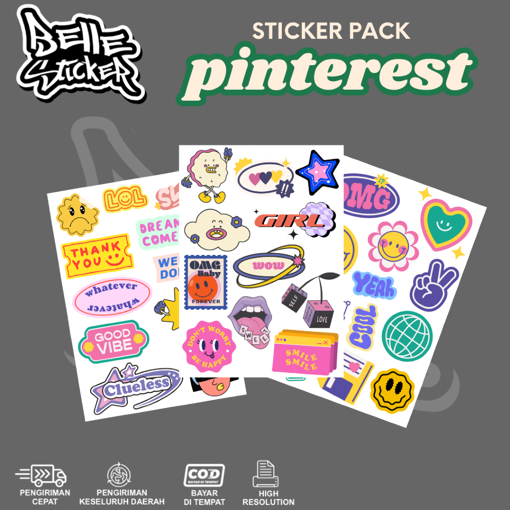 Jual Stiker Sheet Pack Pinterest Kiss Cut Sticker Sheet HP Laptop ...