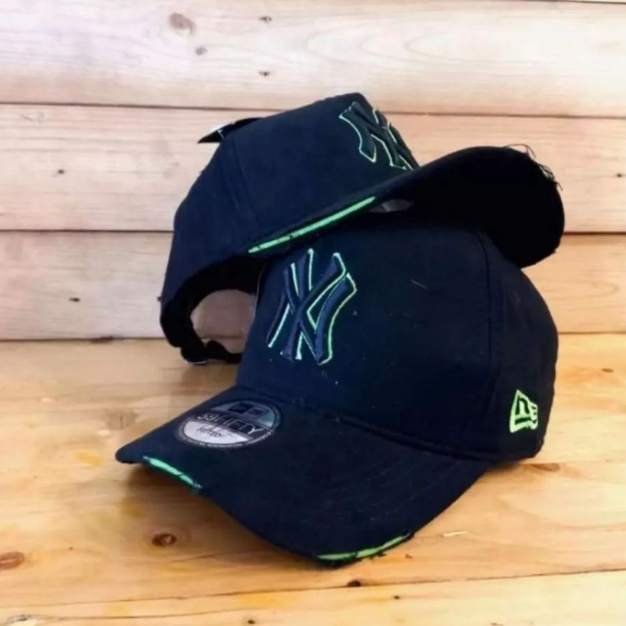 Jual Topi Baseball NY Pria Wanita Damage Ripped Sobek Loreng Bahan ...