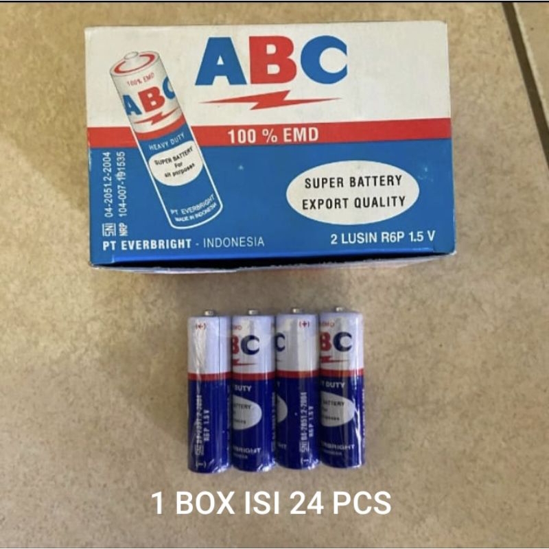 Jual ABC Baterai AA Zinc R6 Biru Box ( isi 24 ) Batu Batre Abc Jam ...