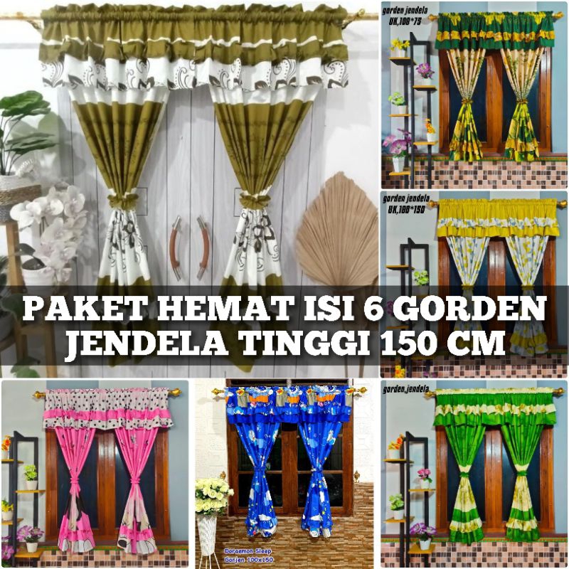 PROMO!!!PAKET HEMAT 6 PCS  GORDEN JENDELA PENDEK TINGGI 150 GORDEN SERUT JENDELA MURAH