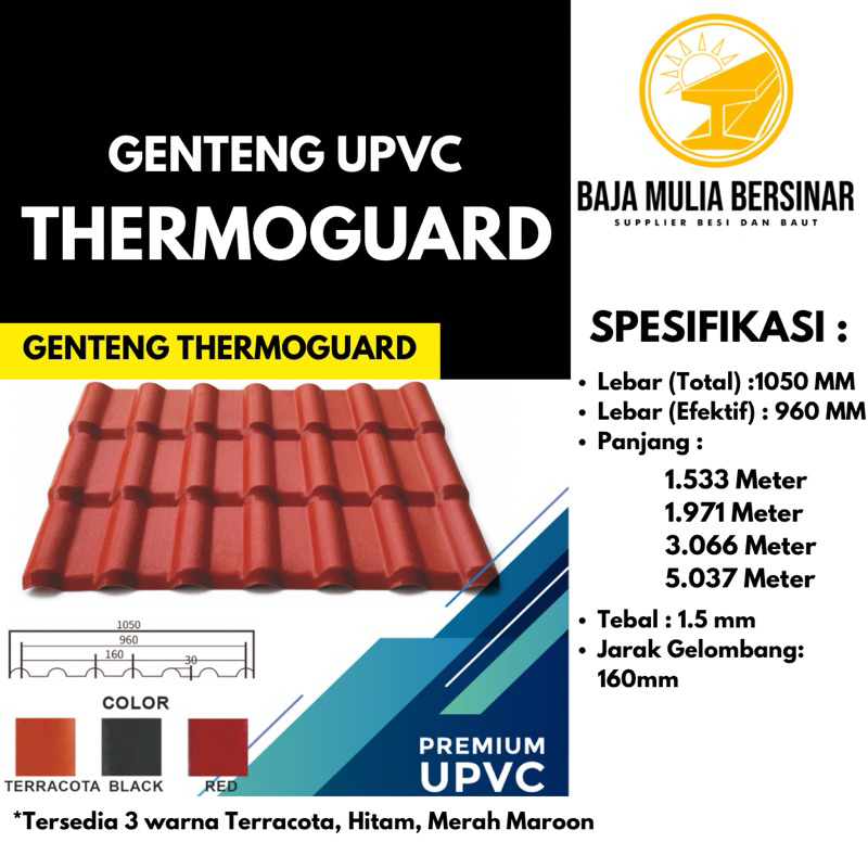 Jual Genteng UPVC ThermoGuard 3 Layer 100% Asli | Atap UPVC Model ...