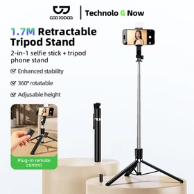 Goojodoq Selfie Stick Live Tripod Bluetooth Selfie 1.7m Stainless Steel Fill Light Rotatable
