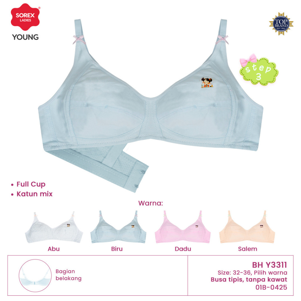 Jual Sorex Young Bra Remaja Step 3 Busa Tipis Tanpa Kawat Kait 2 Full ...