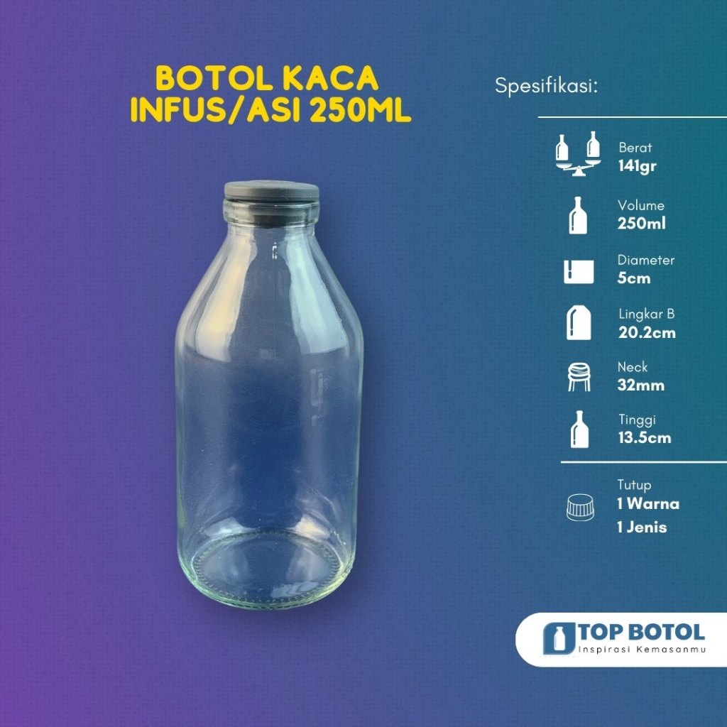 Jual (Paket isi 12pcs) BOTOL KACA ASI 250ML/BOTOL KACA 250ML/BOTOL ...