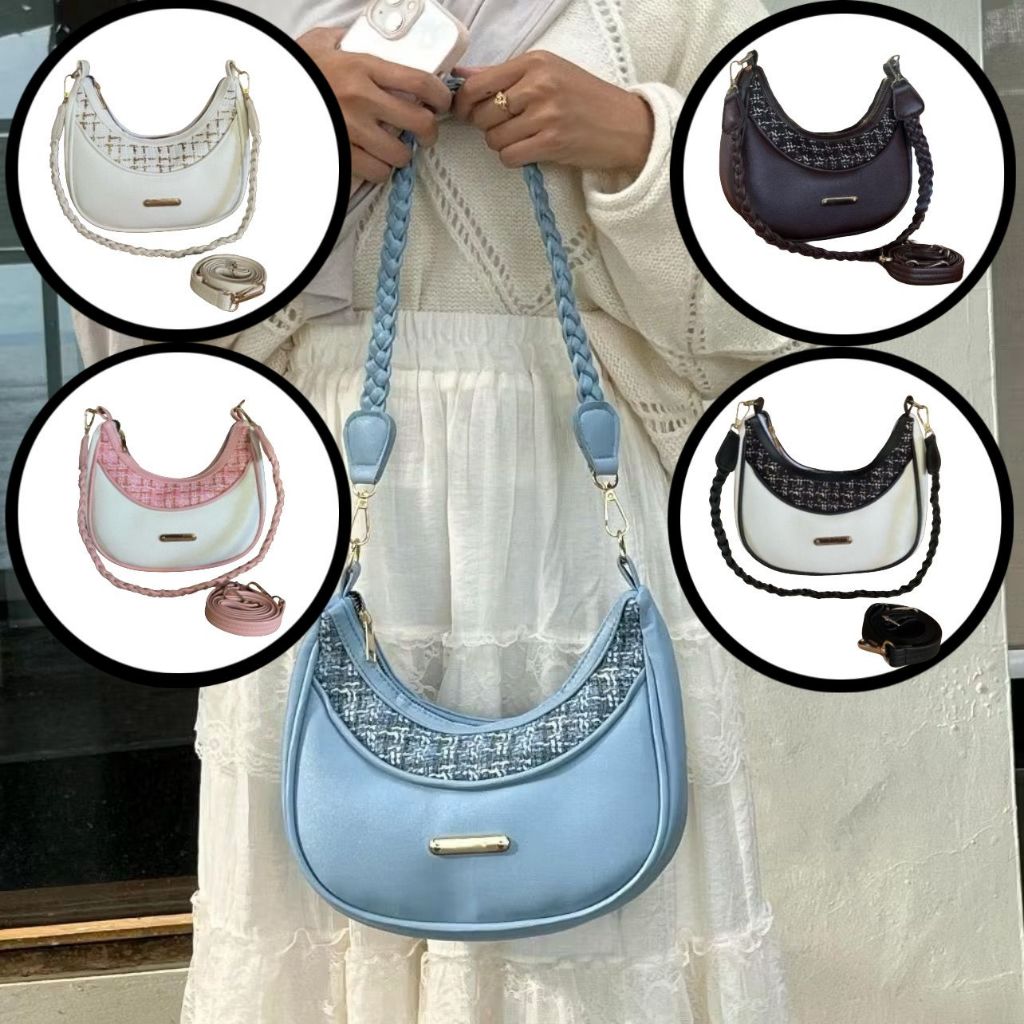 Jual HF RARA - TAS SELEMPANG WANITA KEPANG TWEED | Shopee Indonesia