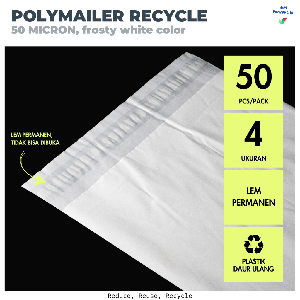 Jual PACKBAG ID Polymailer Recycle Putih, 15x25, 17x35, 25x40, 30x40 ...