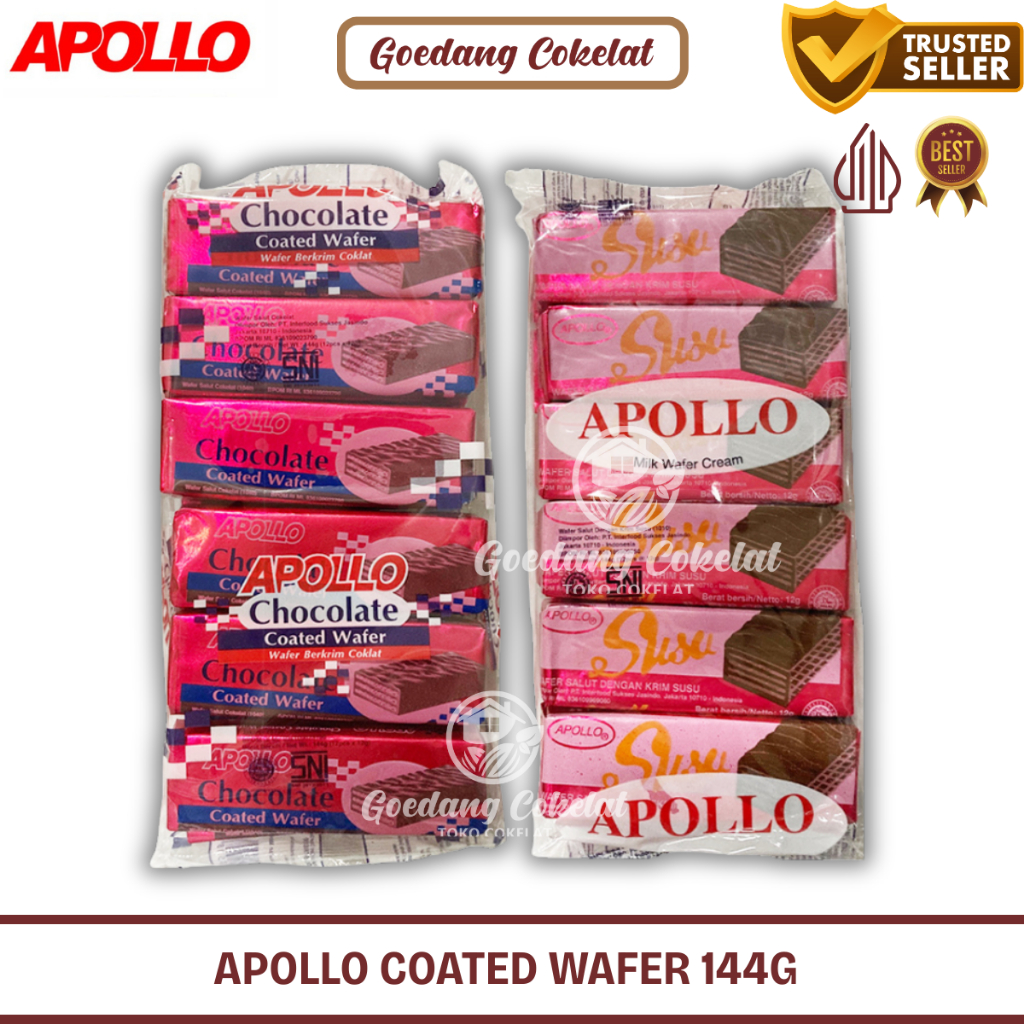 Jual Apollo Coated Wafer Chocolate Rasa Milk Chocolate HALAL 12 pcs x ...