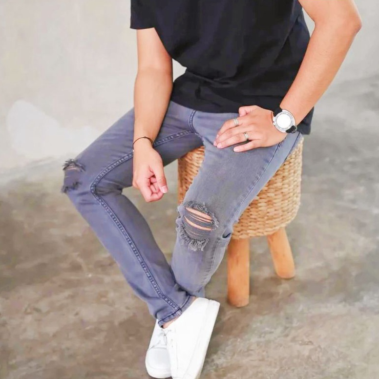 Jual 55BOOMING celana jeans sobek lutut premium denim distro original ...