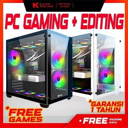 PC GAMING EDITING RYZEN 7 5700X DDR4 RAM 16GB NVME 256GB HDD 1TB VGA 8GB CPU ONLY