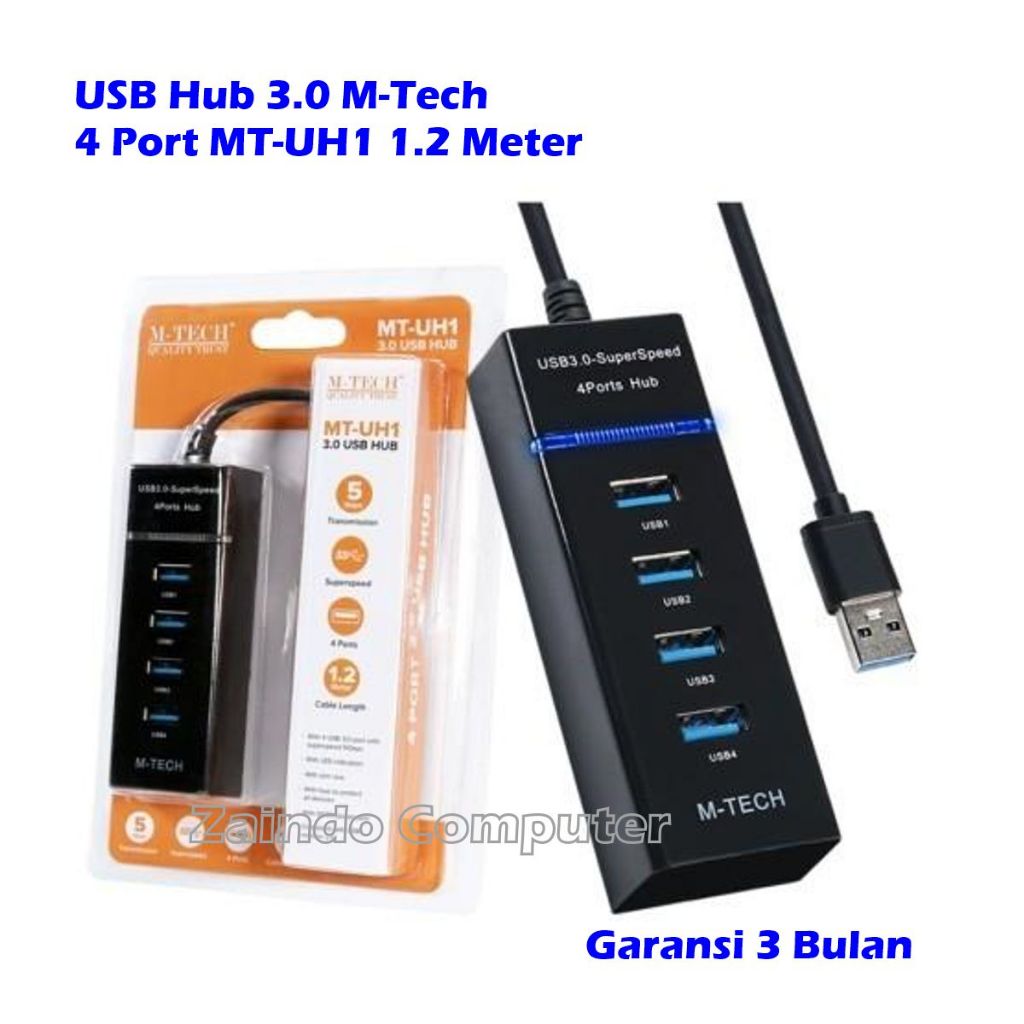 Jual USB HUB 3.0 M-TECH 4 PORT MT-UH1 1.2 METER - M-TECH USB HUB 3.0 4 ...