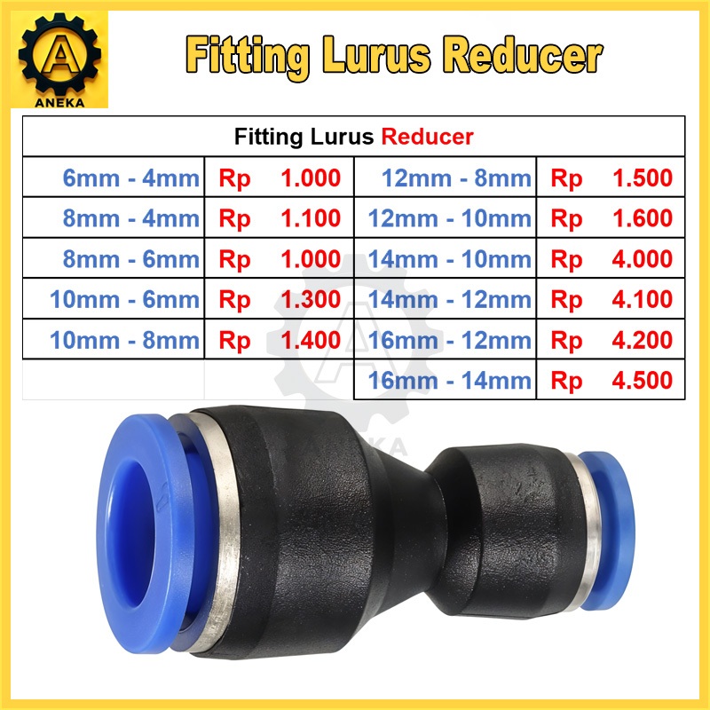 Jual Fitting Lurus Reducer Pneumatic Slip Lock Selang 4mm 6mm 8mm 10mm ...