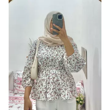 Flower Blouse Bunga Blouse Korean Style Vintage Baju Atasan Wanita