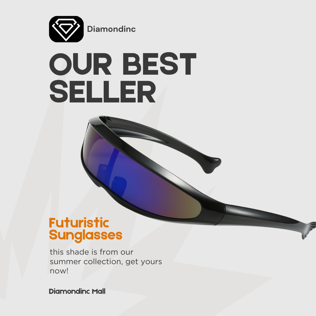 Kacamata Unik Cross-border sunglasses X-Men fish-shaped glasses space robot  men's outdoor sports cycling sunglasses