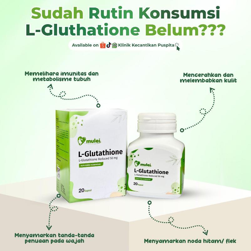 glutathione untuk wajah Jual Mulei L - Glutathione | Kapsul Pencerah dan Pemutih Kulit | Penghilang  Flek