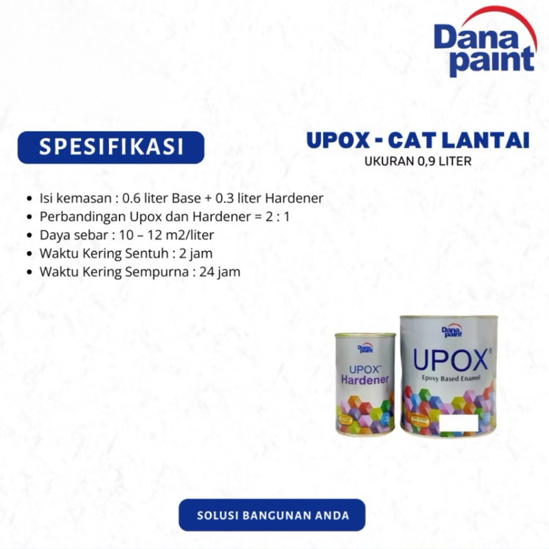 Jual Danapaint UPOX Cat Epoxy Lantai Keramik Beton Baja - 1 LITER / 1 ...