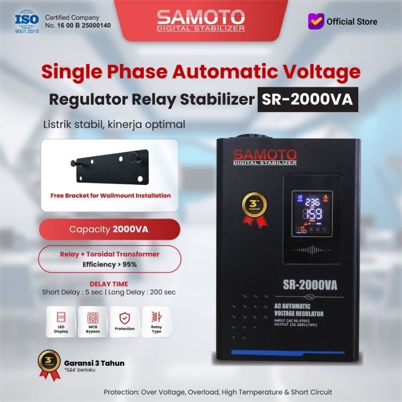 Jual SR2000 Stabilizer Relay SAMOTO Stabilizer AVR Controlled 2000VA ...