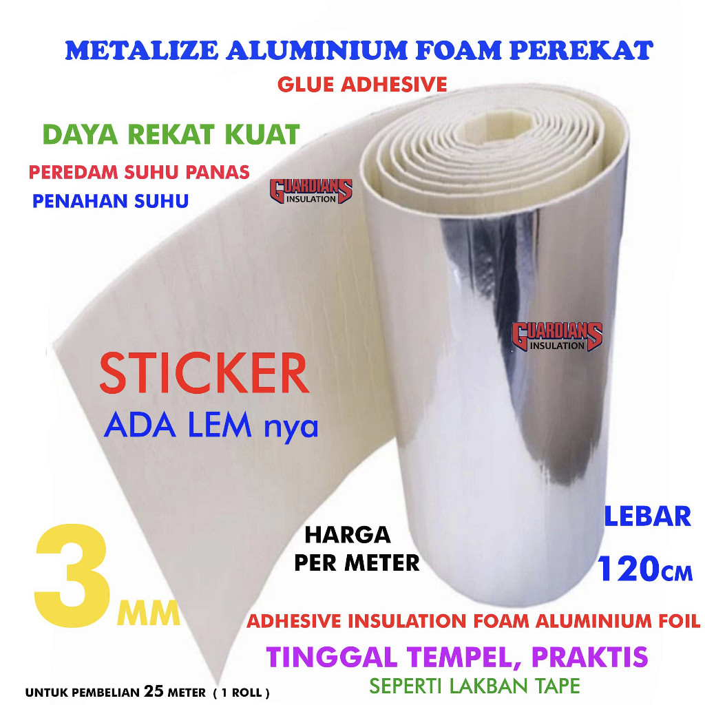 Jual ROLL Sticker Perekat Thermal Foam 3mm Busa Aluminium Foil Single ...
