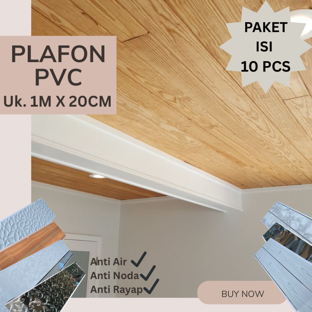 PAKET 10 PCS UKURAN 1 METER PLAFON PVC BAHAN BAGUS DAN SANGAT MEWAH DEKORASI ATAP