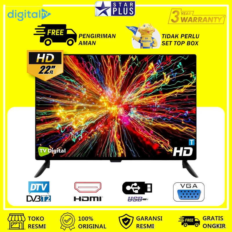 Jual TV LED 22w Full HD Televisi Digital Support HDMI/USB/AV Garansi