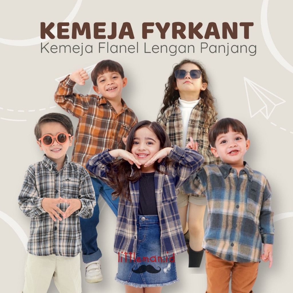 Jual Kemeja Flanel Anak Fyrkant Series Lengan Panjang Motif Kotak Laki