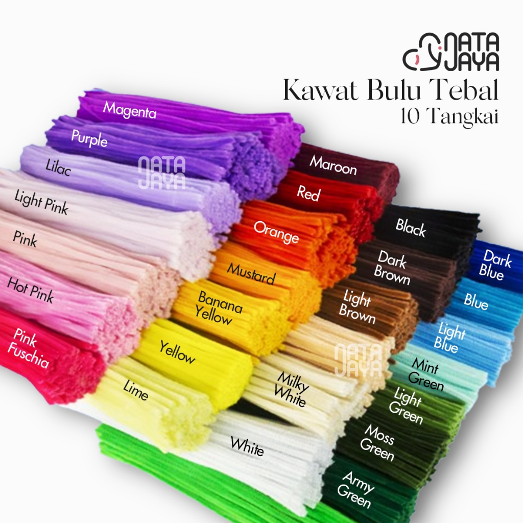 Jual Kawat Bulu Tebal 6mm (DIJUAL PER 10 TANGKAI) Pastel Warna Warni ...