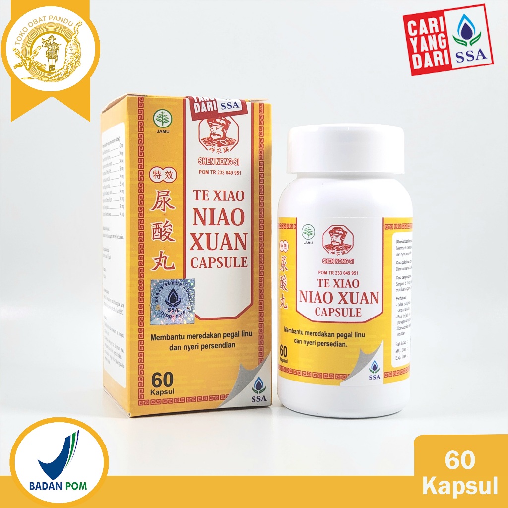 TE XIAO NIAO XUAN WAN CAPSULE (60 KAPSUL) / ASAM URAT / NYERI PERSENDIAN / PEGAL LINU