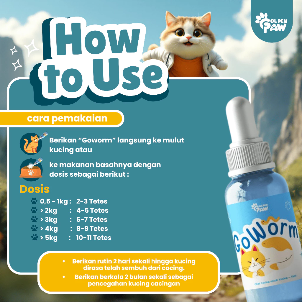 GoWorm Obat Anti Infeksi Cacing Kucing