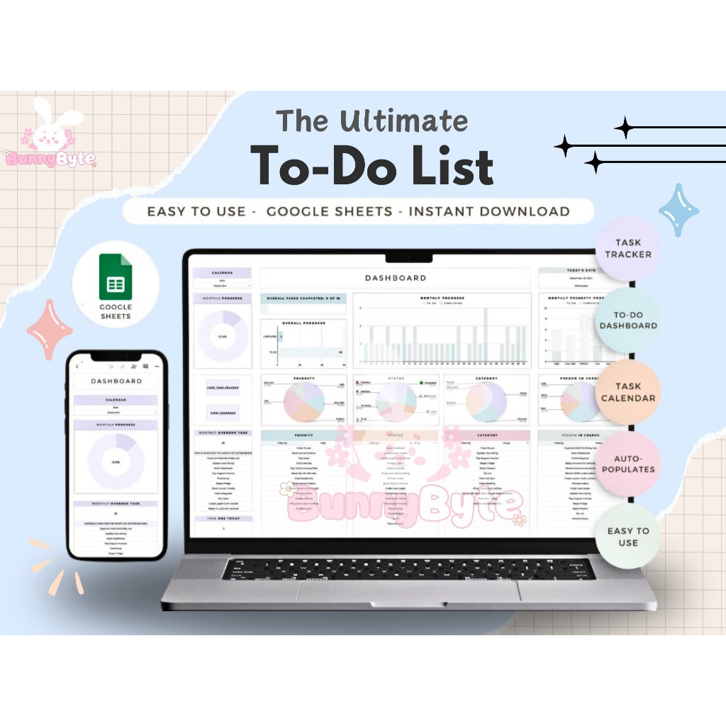 Jual Template To-Do List: Task Planner Digital untuk Google Sheets ...