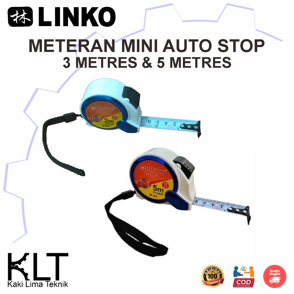 Jual meteran mini auto stop rol meter rol matic 3 mtr & 5 mtr Linko ...
