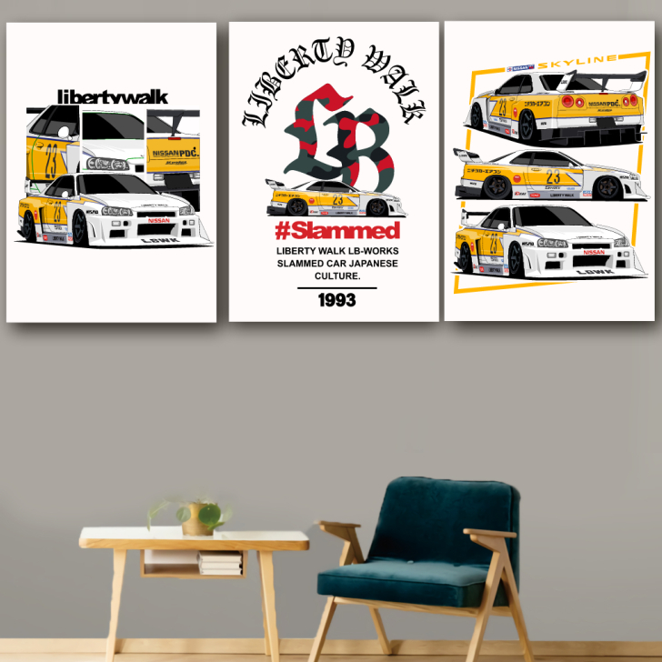 Jual KRMK GARAGE Poster Kayu Racing NISSAN SKYLINE R34 BNR34 SUPER ...