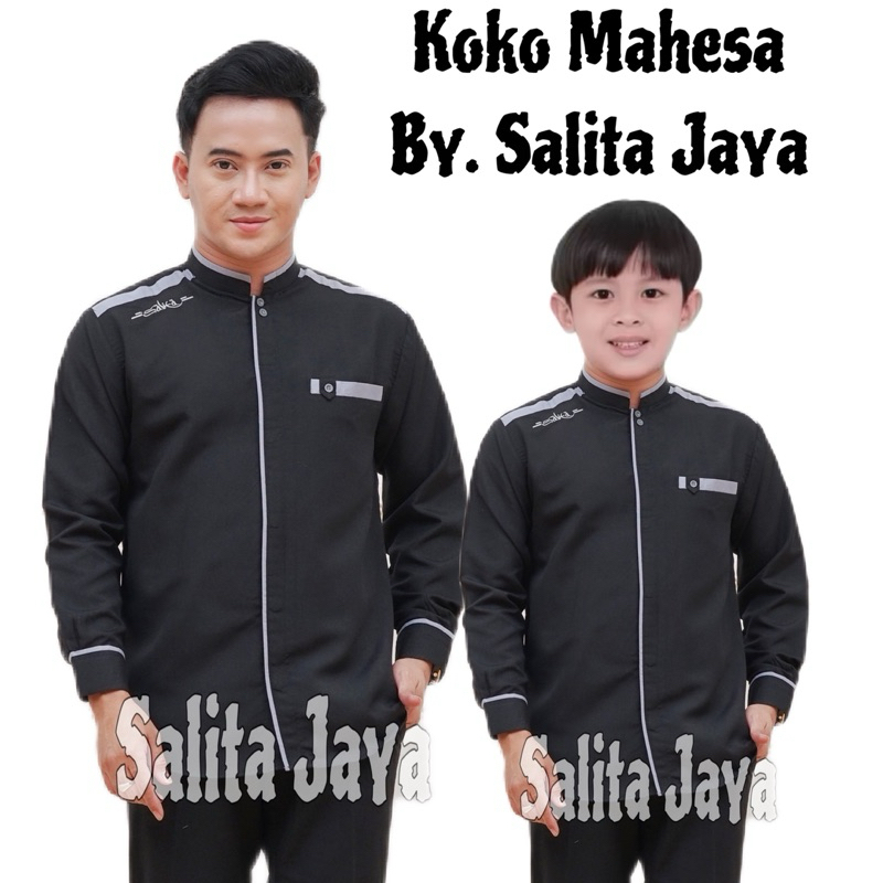 Koko Bordir Mahesa Couple Anak & Dewasa/ Koko Bordir Lengan Panjang /Kemeja Koko Couple/Koko Viral Lengan Panjang Muslim