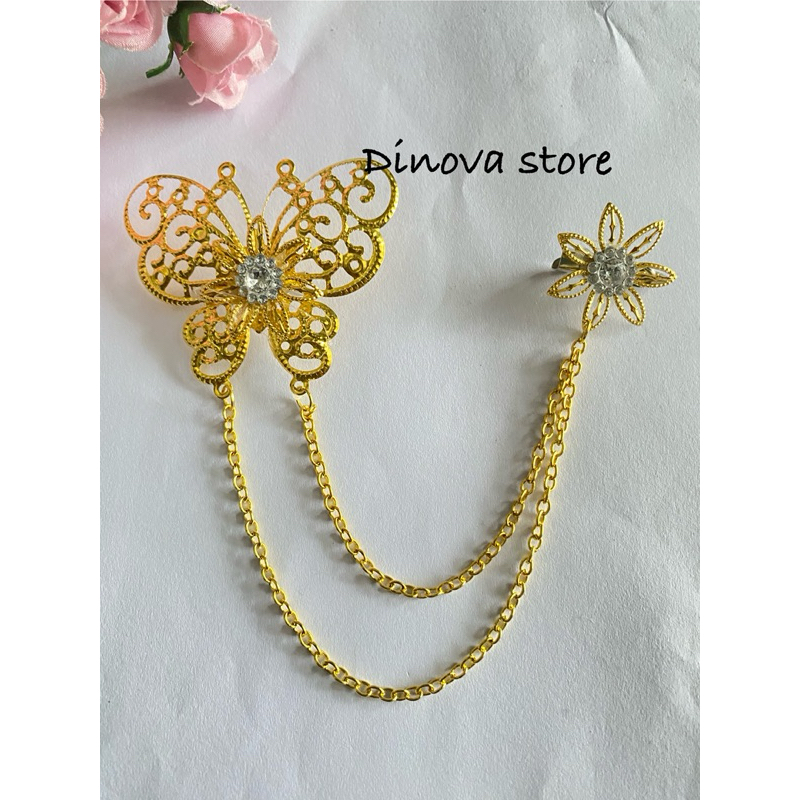 Jual BROS RANTAI KEBAYA Kupu/bros jilbab/bros mewah rantai/bros rantai ...