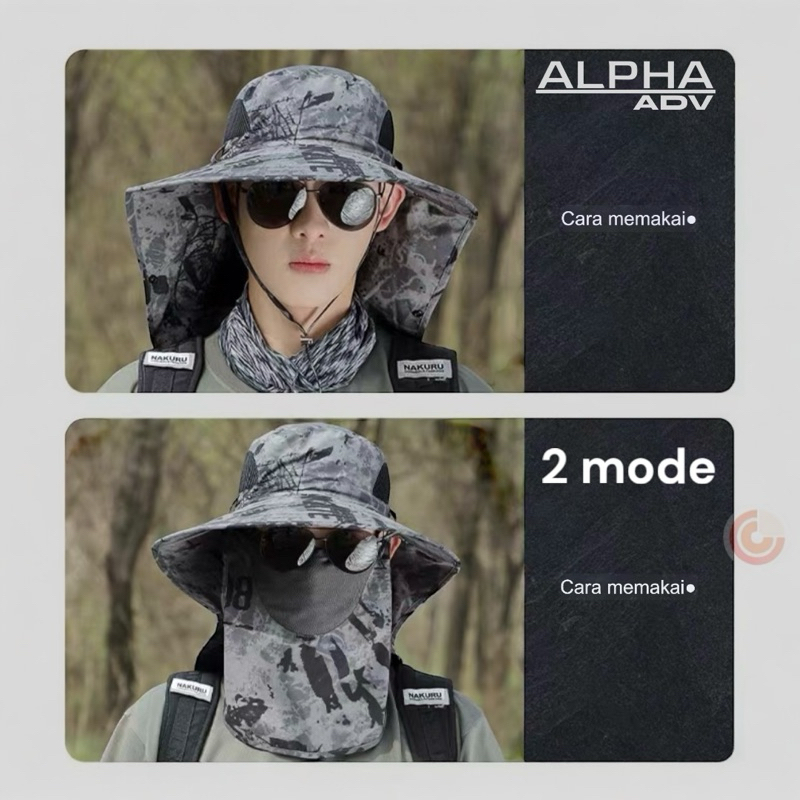 Jual ALPHA ADV Topi Mancing Model Tentara Jepang Dengan Masker Motif ...