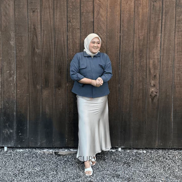 CURVYPLUS ADERA Rok Satin Silk Skirt Premium 107cm Plus Size Rok Duyung Wanita Maxi Mermaid
