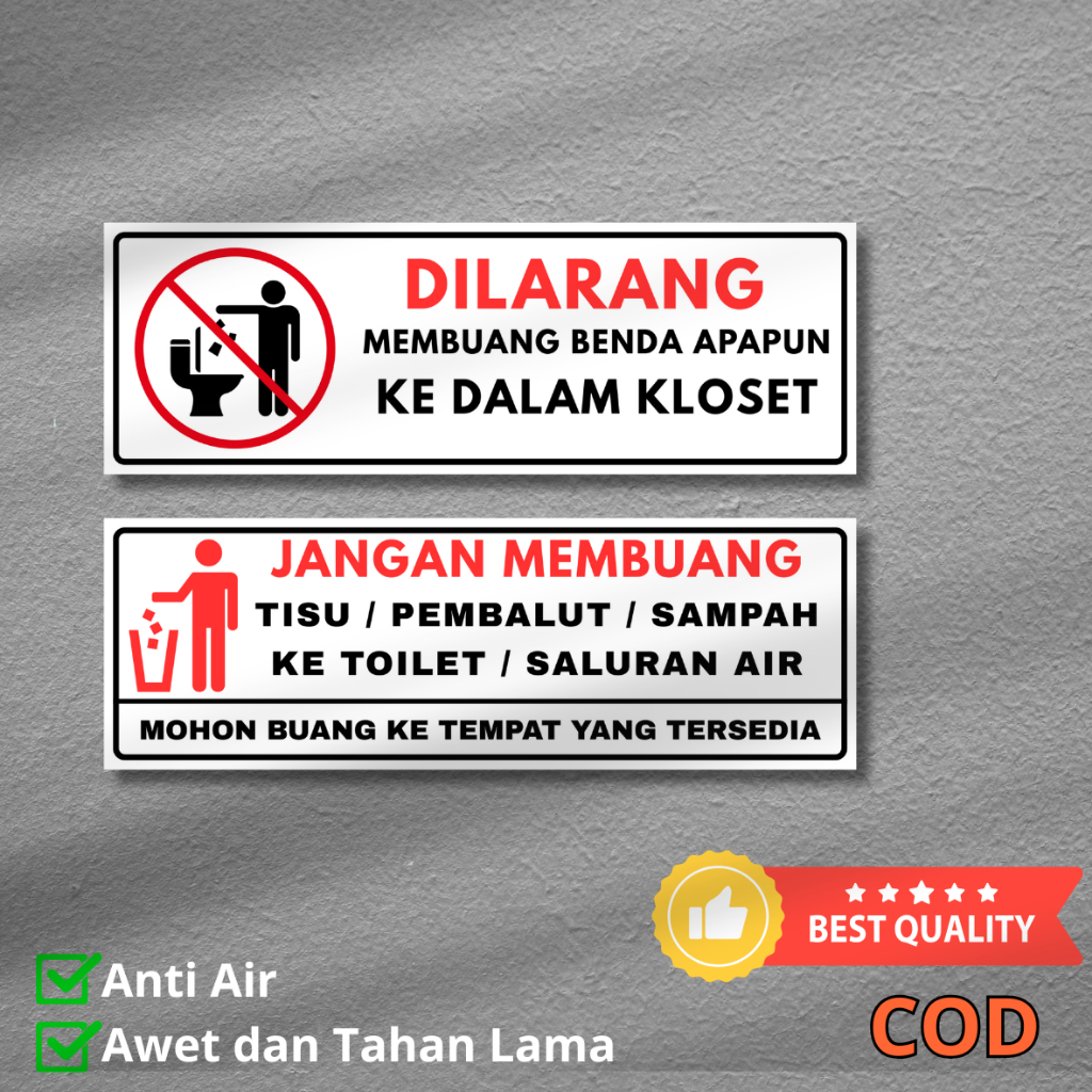 Jual Sticker Dilarang Membuang Pembalut Tisu Rokok Ke Toilet Stiker ...