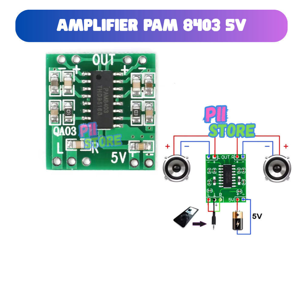 Jual MODULE MINI POWER AMPLIFIER PAM8403 MINI 2-8W SPEAKER 2.5V-5.5V ...
