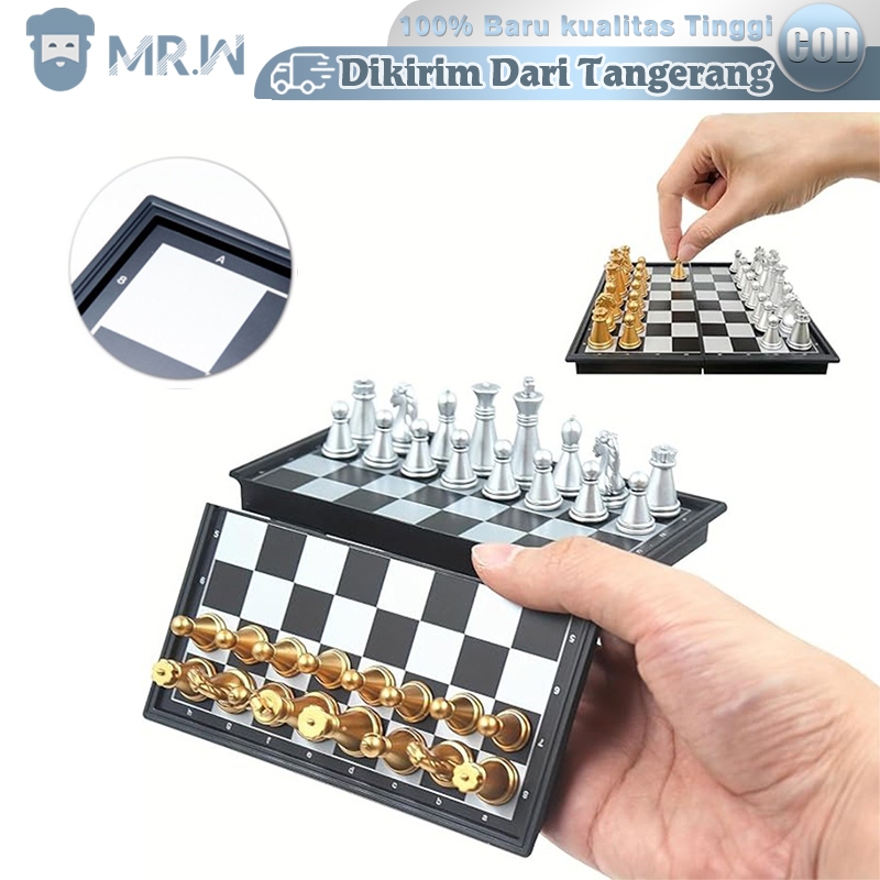 Jual 1set Catur Magnet 25x25cm Catur Lipat Percasi Flip Chess High ...