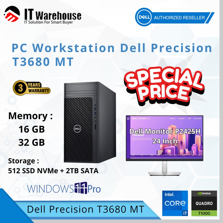 Jual PC Workstation Dell Precision T3680 i7-14700, NVIDIA T1000 (4GB ...